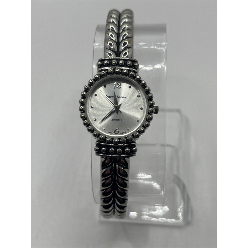 Harve Benard Women's Quartz Watch Bangle Cable Cuff Band 23mm Case- New Battery
